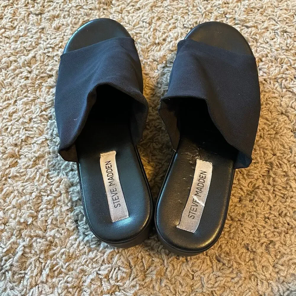 Steve Madden 90s Slinky Sandals Black sz 8 vintage 1990s y2k